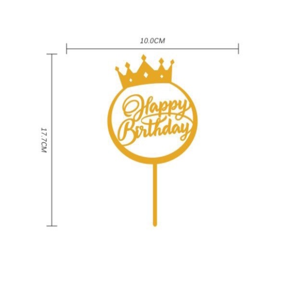 Topper mica Happy Birthday vương miện