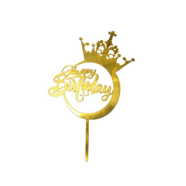 Topper mica Happy Birthday vương miện