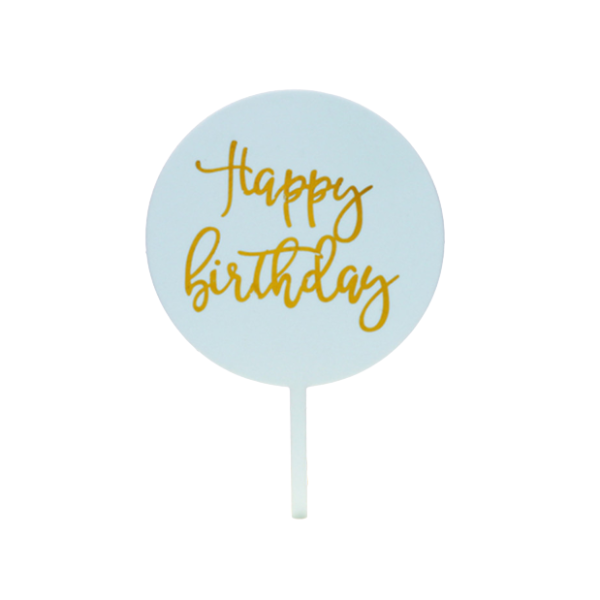 Topper mica HPBD tròn xanh