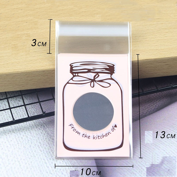 Túi dán mép hình lọ màu hồng (100c) 10*13cm