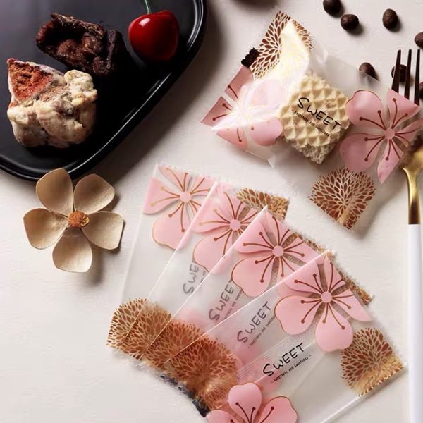 Túi đựng bánh cookies hoa anh đào sweet (100c) 7*10cm