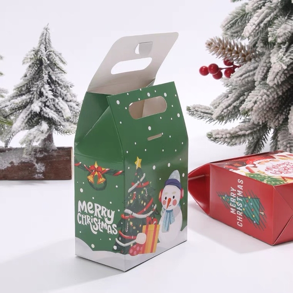 Túi giấy đựng quà Noel Người tuyết xanh 25x12x15