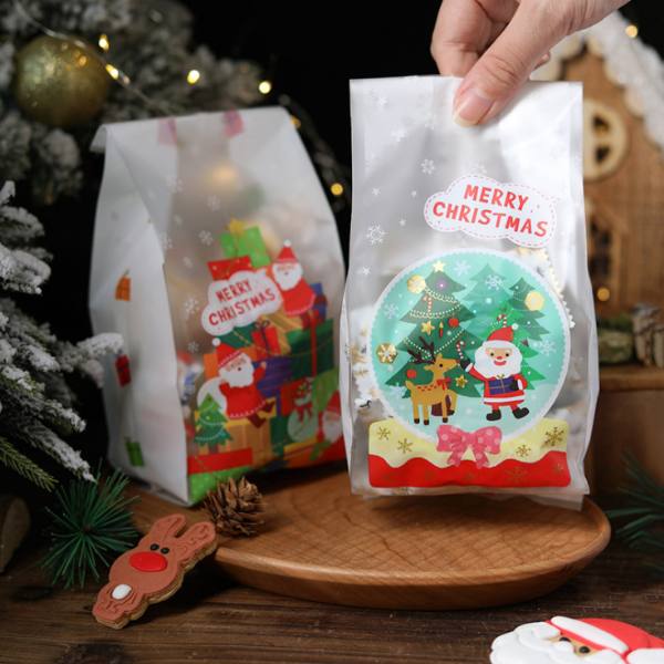 Túi Merry Christmas cây thông dài trắng (10c)