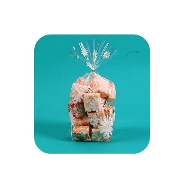 Túi trong hoa cúc trắng buộc nơ (100c) 10*15 cm