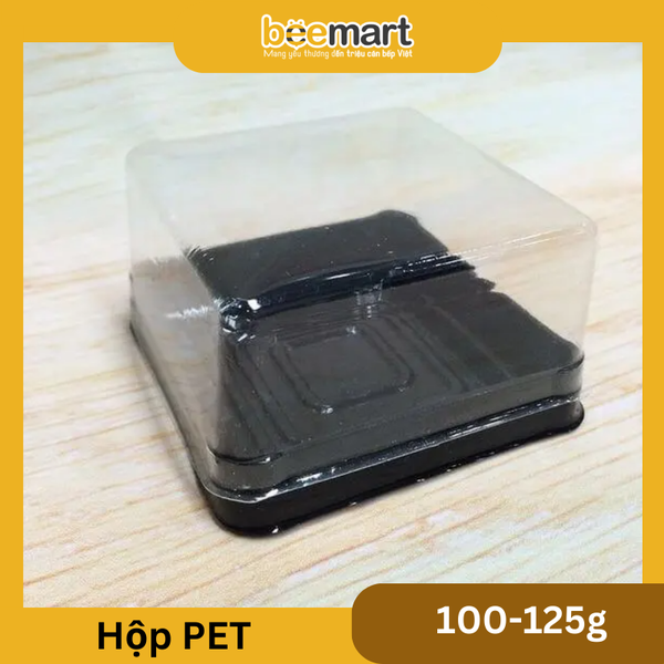 Hộp pet vuông XY80S đế đen đựng bánh 100-125gr (10c)