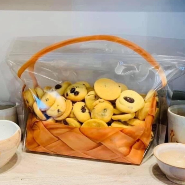 Túi zip đựng bánh giỏ quai xách 29.5x22cm (10c)