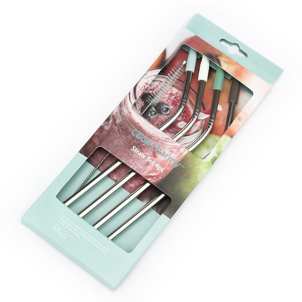 Vỉ 4 ống hút inox có cọ vệ sinh La Fonte