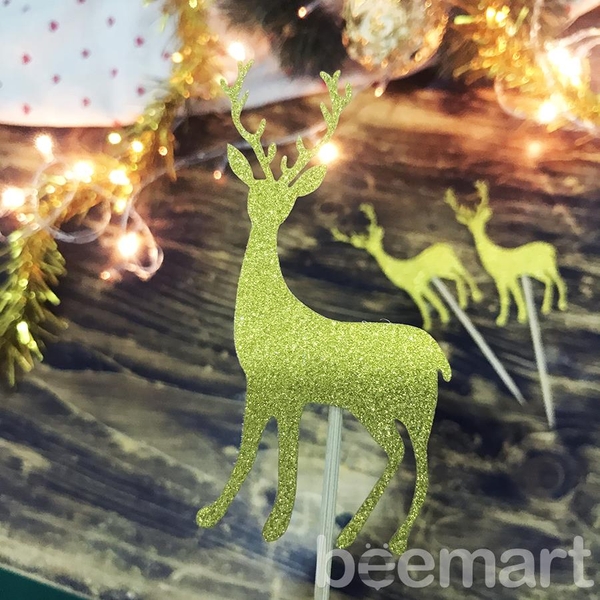 Que cắm tuần lộc giáng sinh (vàng)