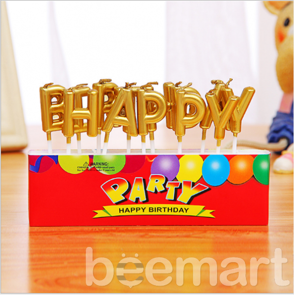 Nến chữ Happy Birthday màu vàng