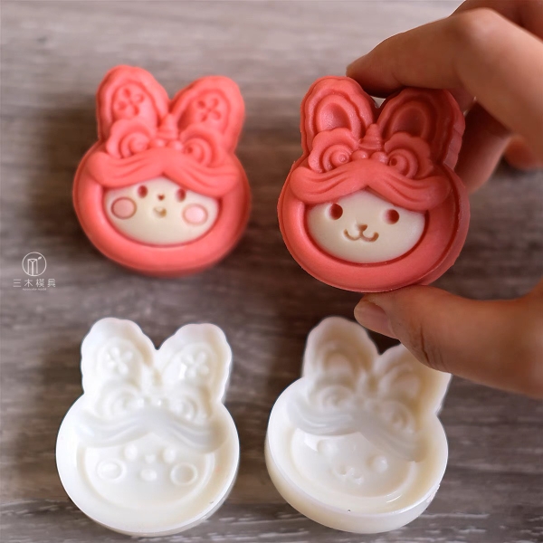 Khuôn trung thu lò xo 2 mặt thỏ hồng 50g