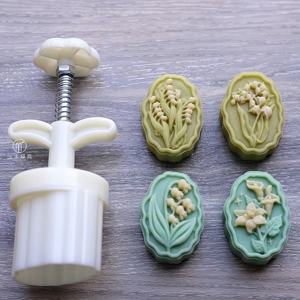 Khuôn trung thu lò xo 4 mặt hoa linh lang 50g