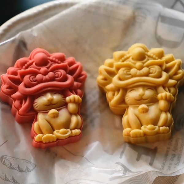 Khuôn trung thu lò xo mèo múa lân