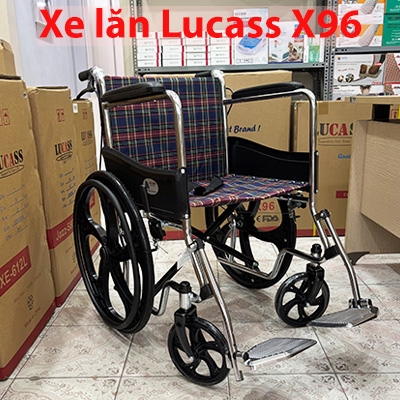 Xe lăn Lucass X96 bánh đúc, gấp gọn, giá rẻ