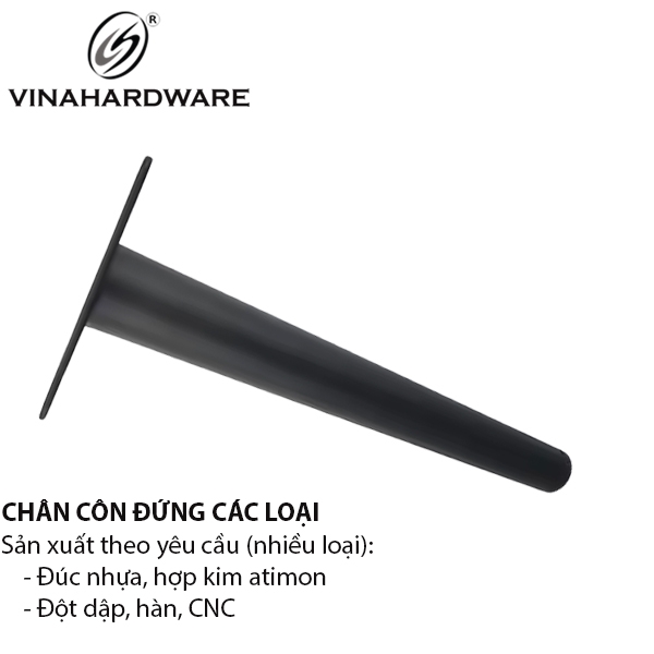 Chân sofa côn đứng sơn đen tĩnh điện - Mã 2102.4.11501