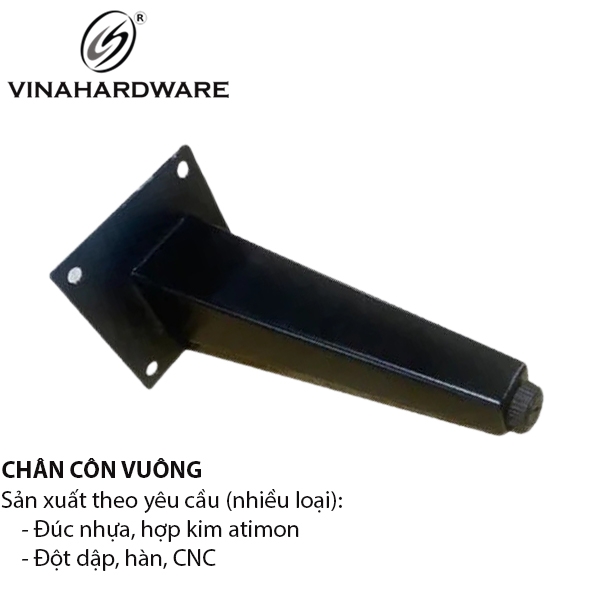 Chân sofa côn vuông cao 150mm sơn đen tĩnh điện 3100.1.12746