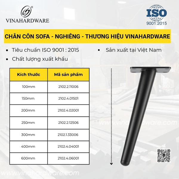 Chân côn nghiêng bàn ghế sofa Mã 2102.2.11006 | Vinahardware