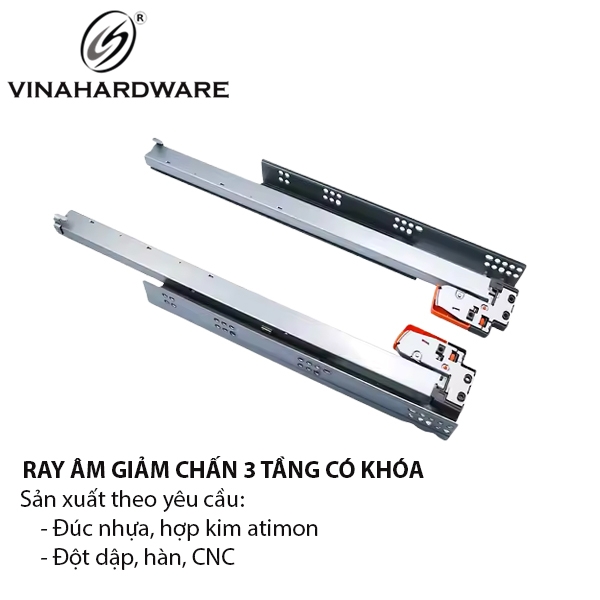 Ray âm giảm chấn 3 tầng có khóa