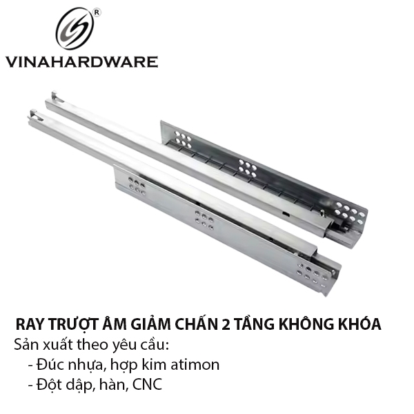 Ray trượt âm giảm chấn 2 tầng không khóa