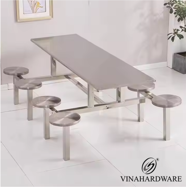 Bộ Bàn Liền Ghế Căng Tin Trường Học, Nhà Ăn Inox Không Gỉ Vinahardware