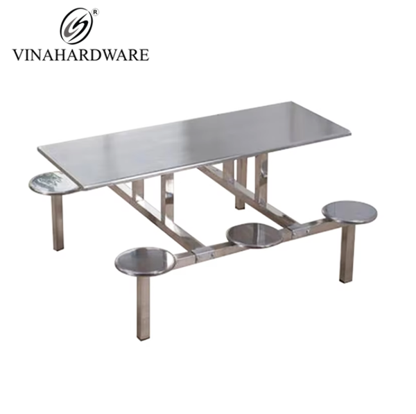 Bộ Bàn Liền Ghế Căng Tin Trường Học, Nhà Ăn Inox Không Gỉ Vinahardware