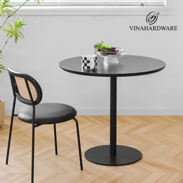 Bàn Cafe Tròn Chân Sắt Mặt Ván MDF Sơn PU Vinhardware