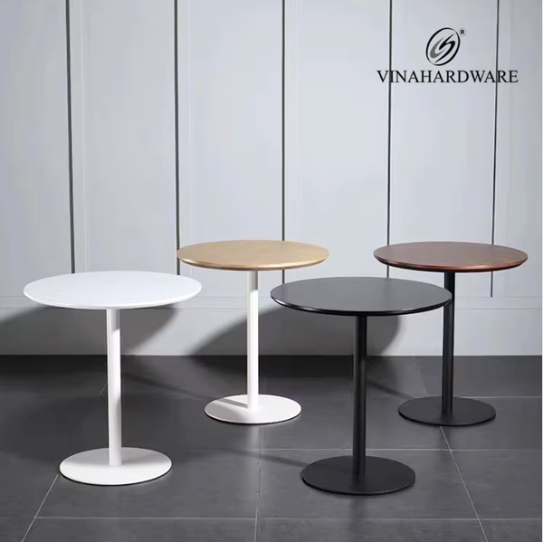 Bàn Cafe Tròn Chân Sắt Mặt Ván MDF Sơn PU Vinhardware