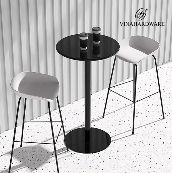 Bàn Cafe Tròn Chân Sắt Mặt Ván MDF Sơn PU Vinhardware