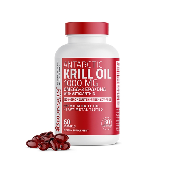 Dầu nhuyễn thể Bronson Antarctic Krill Oil Omega-3 EPA/DHA, 1000 mg
