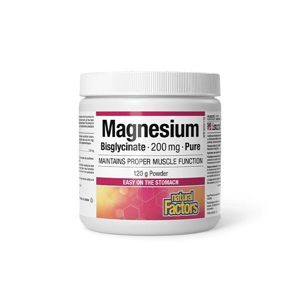 Natural Factors Magnesium Bisglycinate, 200 mg (50 Servings) 120g