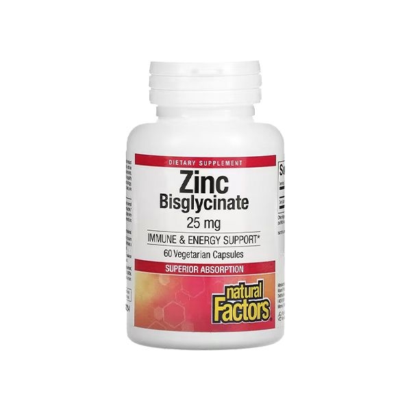 Natural Factors Zinc Bisglycinate 25 mg, 60 Vegetarian Capsules