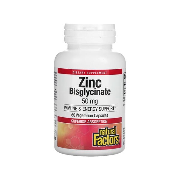 Natural Factors Zinc Bisglycinate 25 mg, 60 Vegetarian Capsules