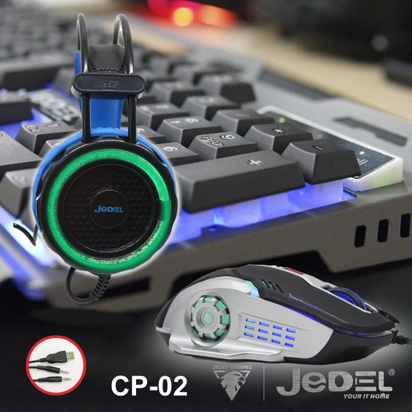 Combo phím chuột tai nghe JEDEL CP-02 led đa màu - gaming series (đen) Nhất  Tín Computer