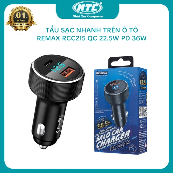 Tẩu sạc nhanh trên xe hơi ô tô Remax RCC215 có LCD báo dòng sạc - hỗ ...