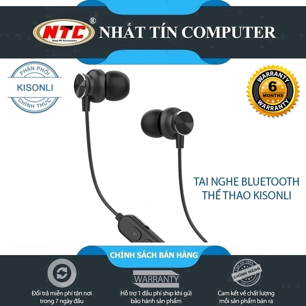 Tai nghe bluetooth thể thao Kisonli A2 chống nước tiêu chuẩn - thiết kế nam châm 2 đầu (đen)
