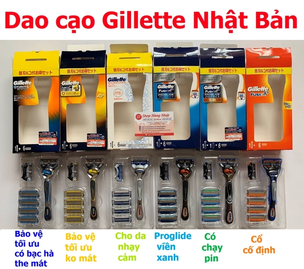 Dao cạo râu Gillette Fusion 5+1 hàng Nhật Bản nội địa set 6 10 Dao cạo râu Gillette Fusion 5+1