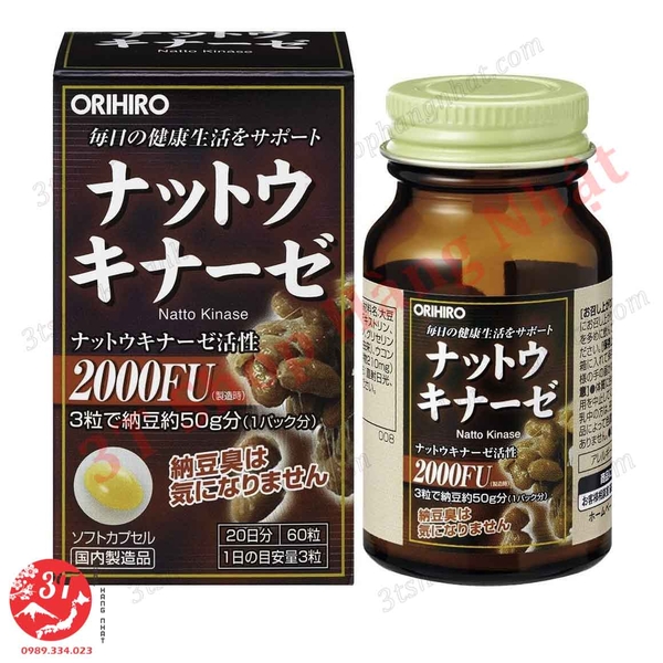 Viên uống Hỗ trợ phòng chống, điều trị đột quỵ (tai biến) Nattokinase Orihiro Nhật Bản