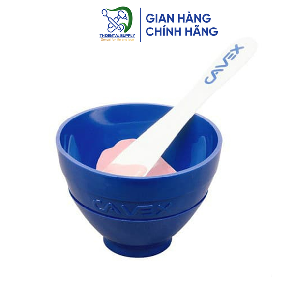 Chén + bay trộn, muỗng + chum đong nước trộn bột thạch cao Cavex