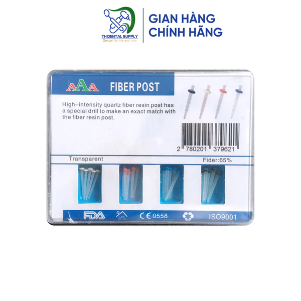 Chốt sợi thuỷ tinh tái tạo cùi AAA FIBER POST - Hộp 25 chốt