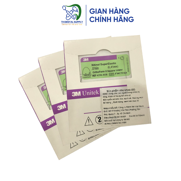 Dây Vuông/ Chữ nhật Nitinol SE Size:16x16, 16x22, 17x25,18x25, 19x25 10 sợi/ hộp