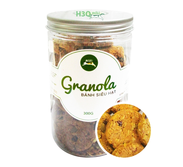 Bánh siêu hạt Granola không tinh bột H3Q Miki lọ 300g