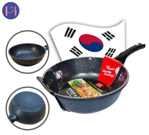 Chảo đá Nano sâu lòng chống dính đáy từ Cookqueen Hàn Quốc 22 - 24 - 26- 28 - 30cm