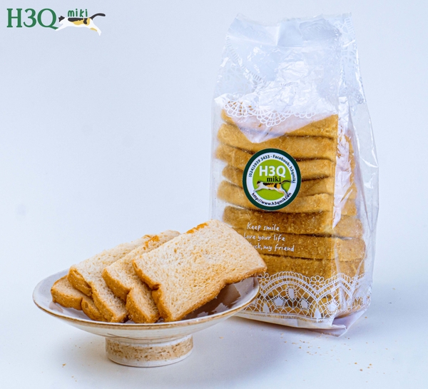 Bánh mì sấy Biscote vị thường / mật ong gừng H3Q Miki gói 100g