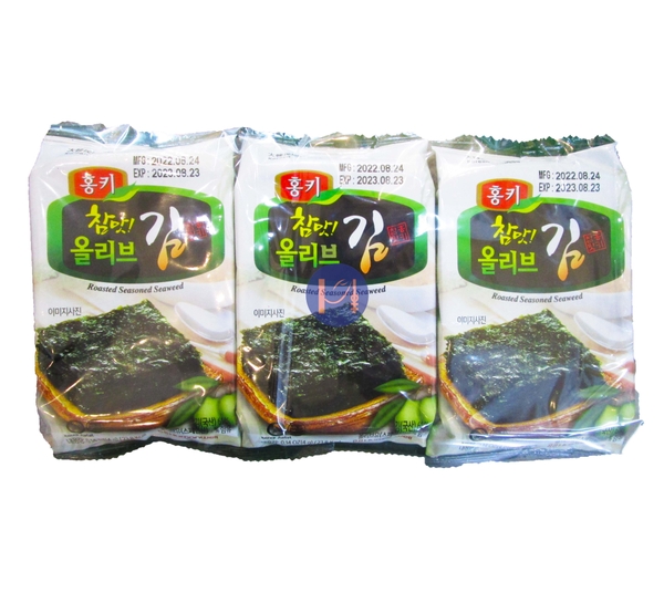Rong biển nướng dầu ô liu Hongki Hàn Quốc lốc 3 gói 4g