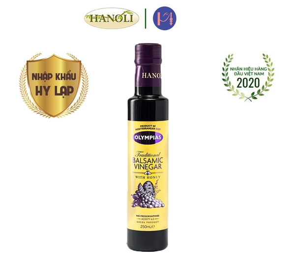Giấm Balsamic nho đỏ hương mật ong Olympias chai 250ml