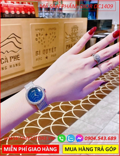 Wow Đẹp quá❤️Đồng Hồ Nữ Dior Mặt Xanh Dương Dây Lưới