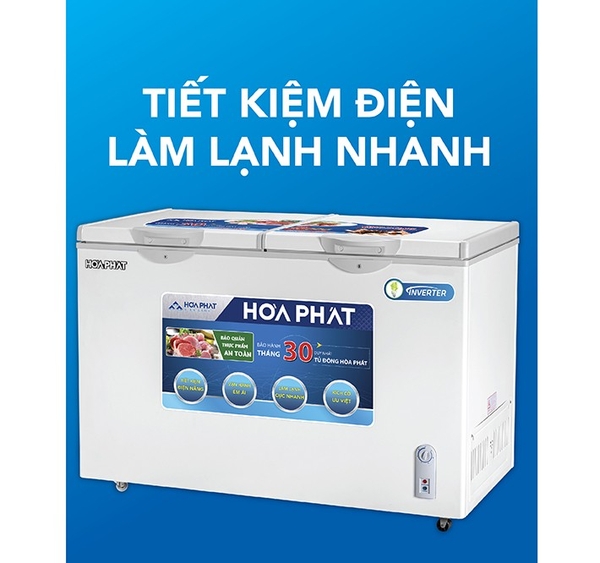 Tủ đông hòa phát Inverter 2 ngăn 2 cánh HCFI 506S2Đ2 506 Lít