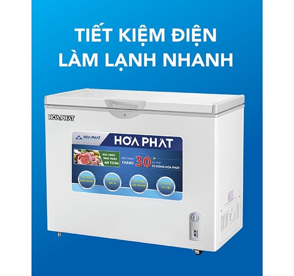 Tủ đông Hòa Phát 1 ngăn đông 1 cánh Dàn Đồng 300L (1 chế độ đông)