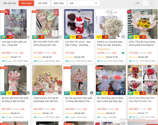Các bó hoa dưới 100k trên Shopee
