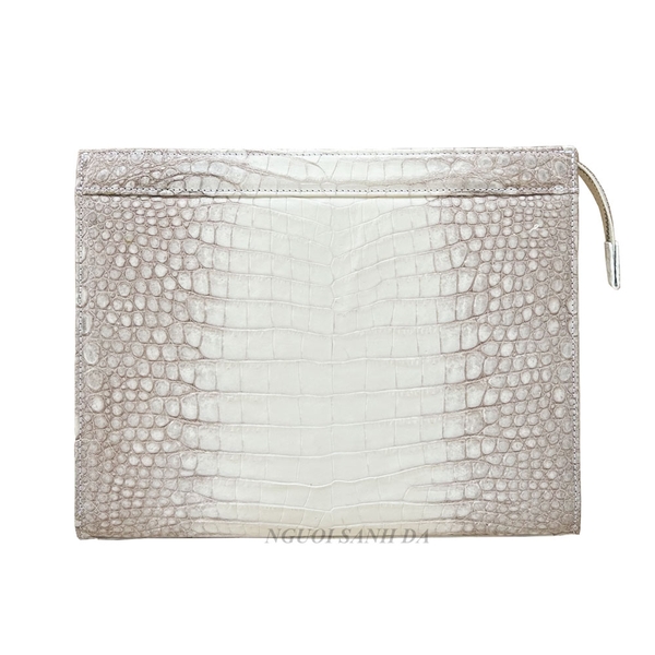 clutch da cá sấu nam màu hymalaya