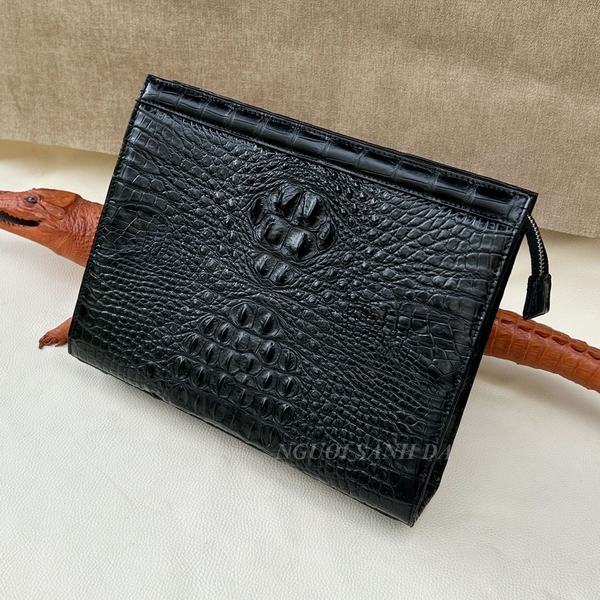 clutch cầm tay nam da cá sấu thật